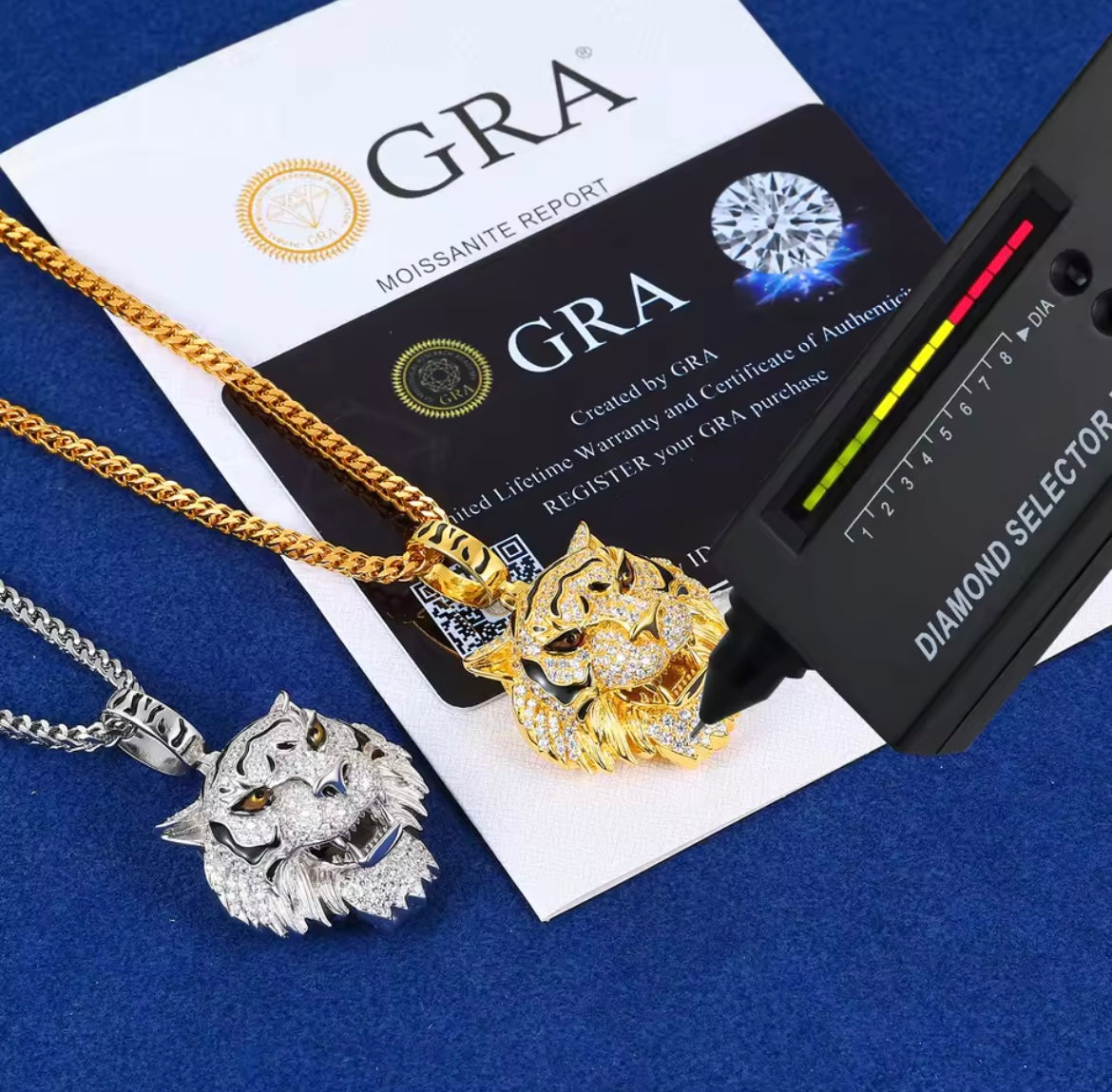 Fierce Radiance — Moissanite Tiger Head Pendant