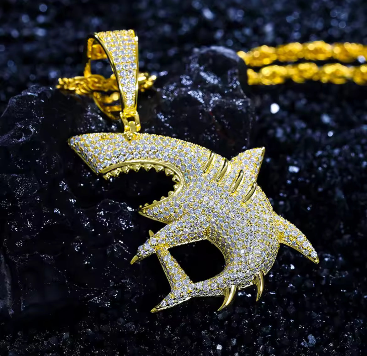 Deep Cut — Moissanite Shark Pendant