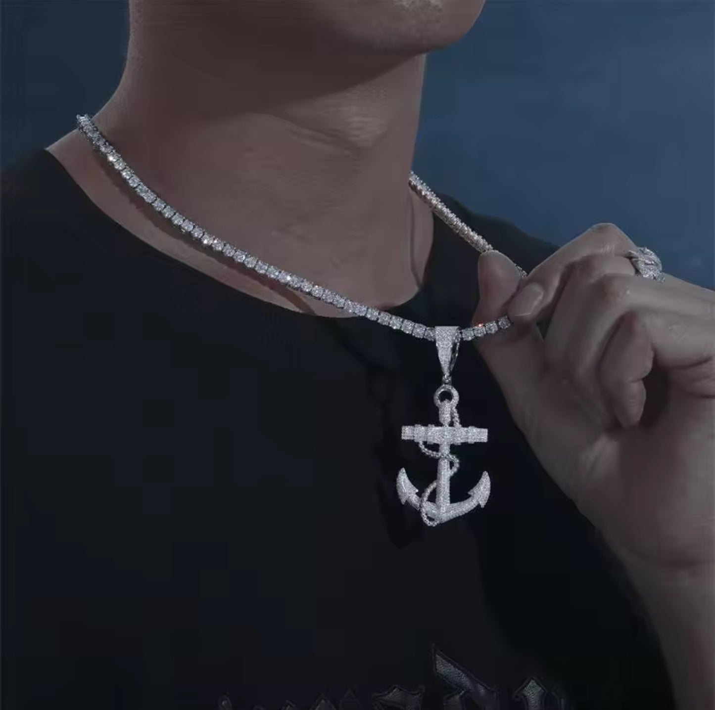 Steadfast Light — Moissanite Anchor Pendant