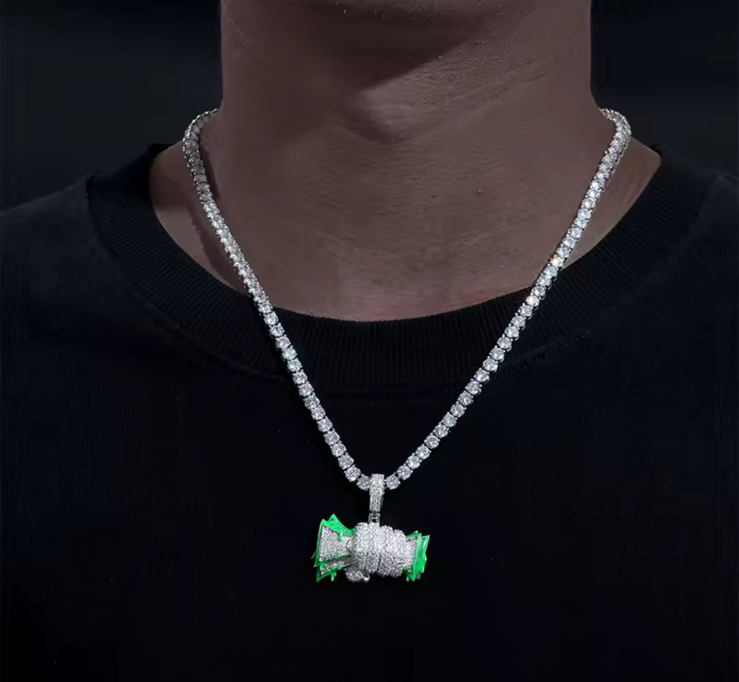 Power Grip — Moissanite Glow-in-the-Dark Fist of Cash Pendant