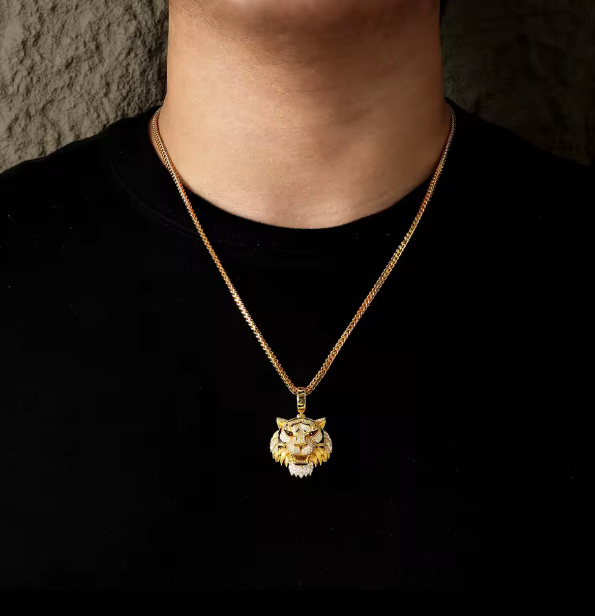 Fierce Radiance — Moissanite Tiger Head Pendant