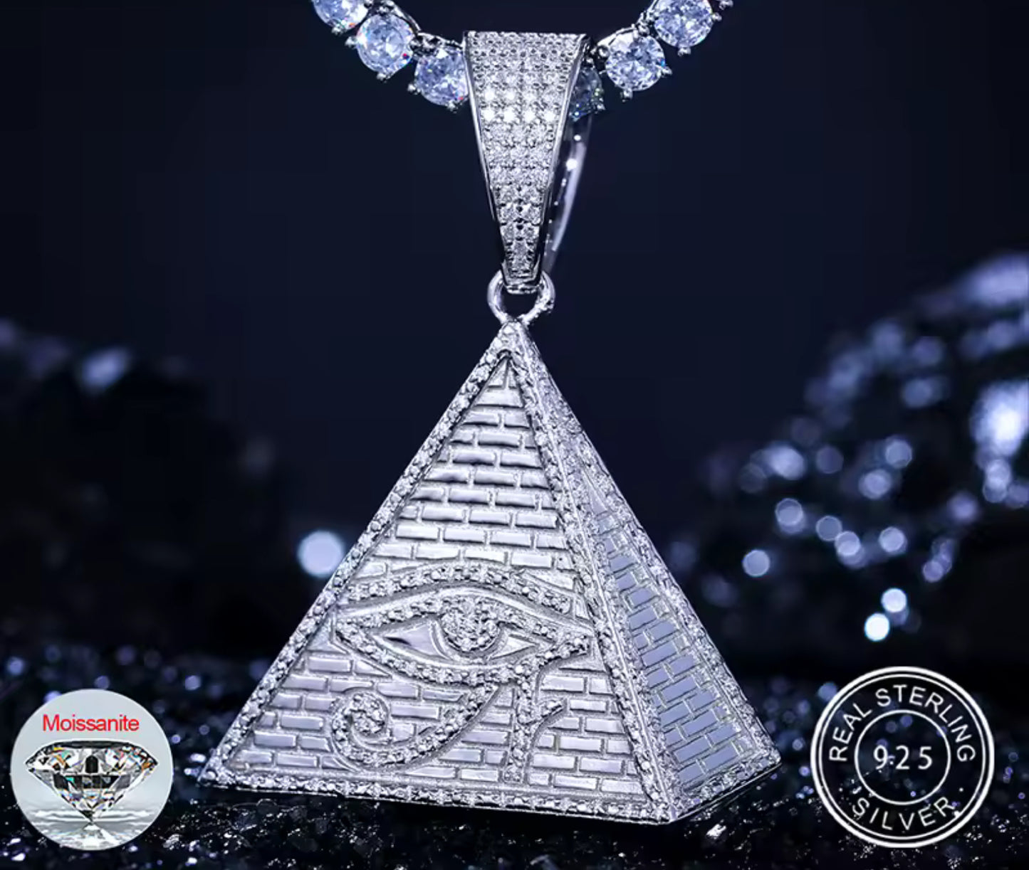 Eye of Ascension — Moissanite Pyramid Pendant