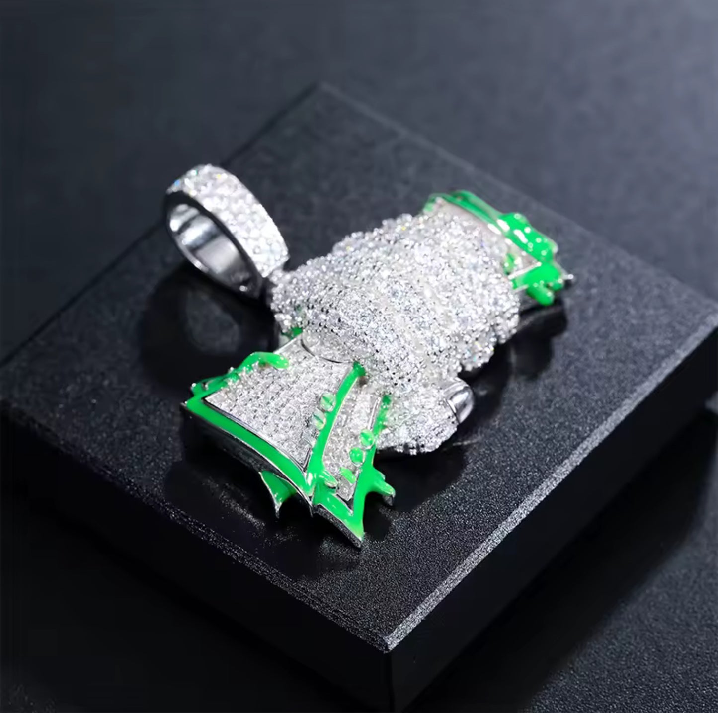 Power Grip — Moissanite Glow-in-the-Dark Fist of Cash Pendant