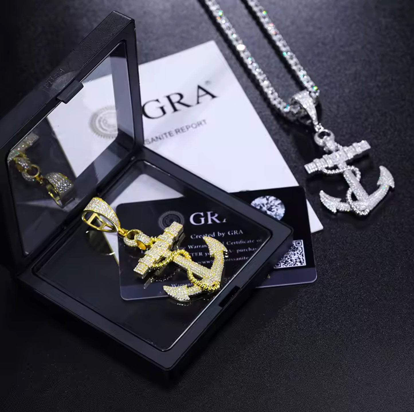 Steadfast Light — Moissanite Anchor Pendant