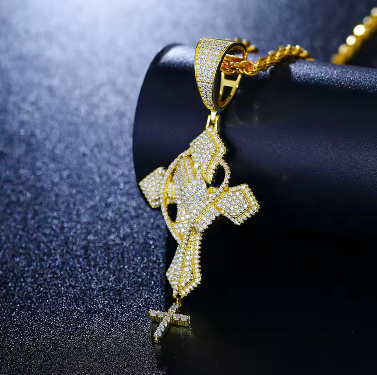 Faith’s Embrace — Moissanite Prayer Hands Cross Pendant