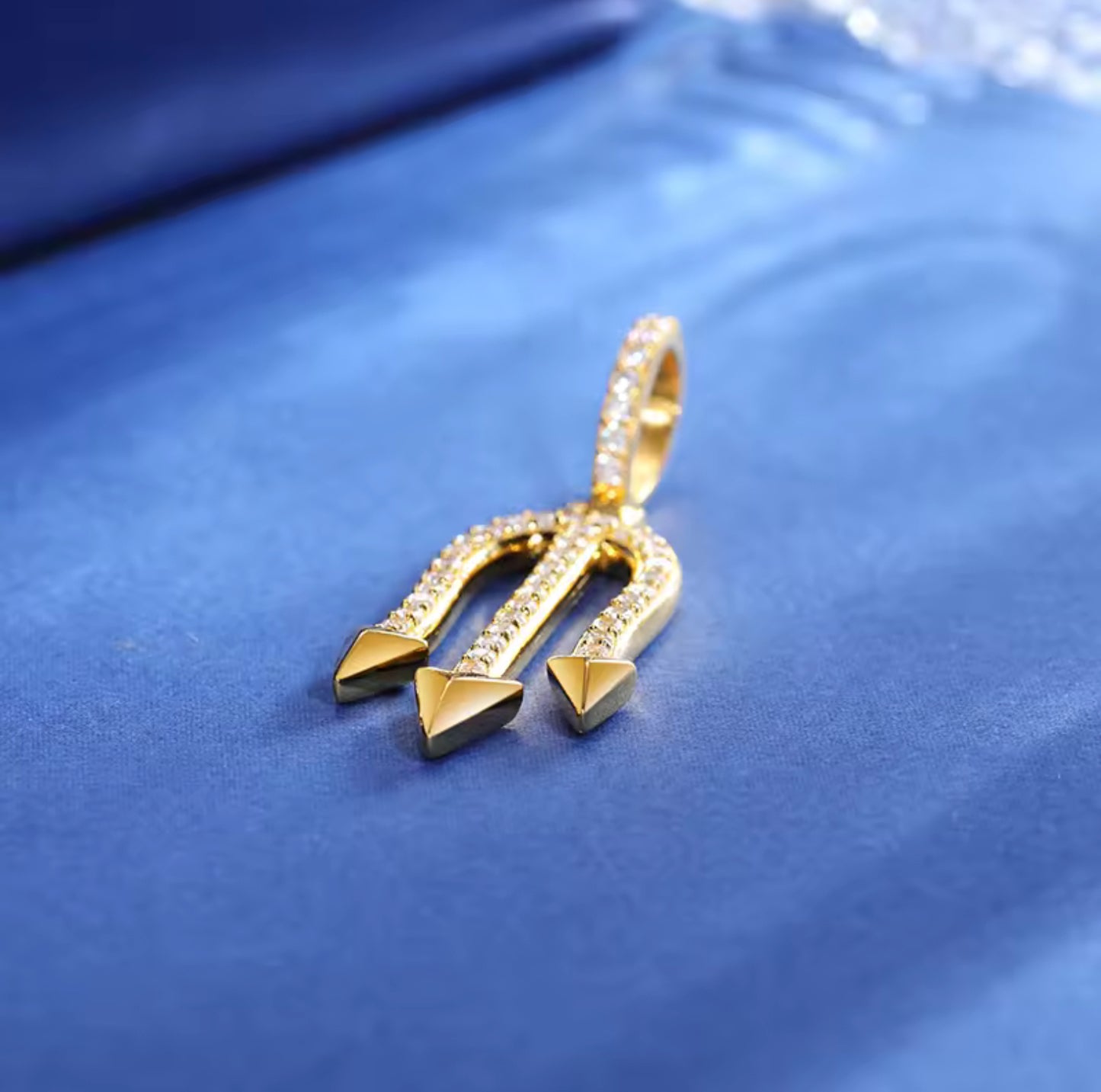 Poseidon’s Radiance — Moissanite Trident Pendant