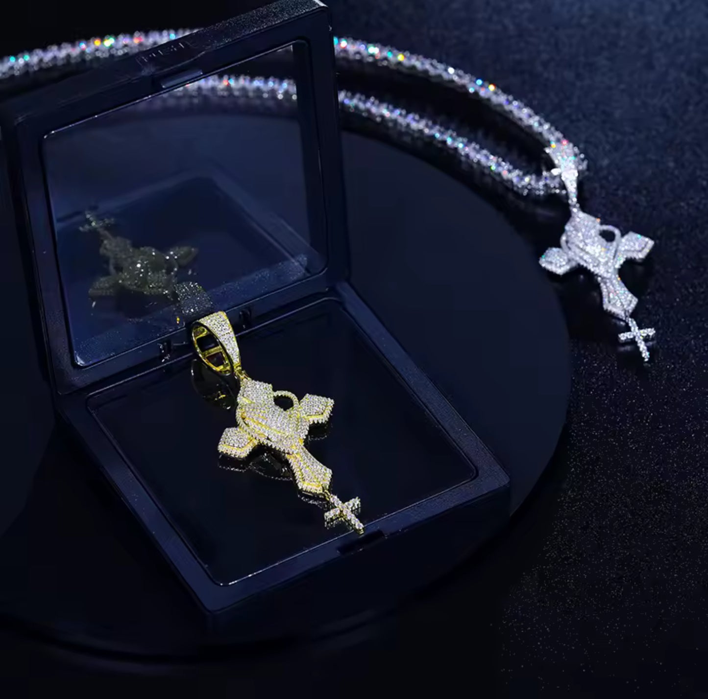 Faith’s Embrace — Moissanite Prayer Hands Cross Pendant