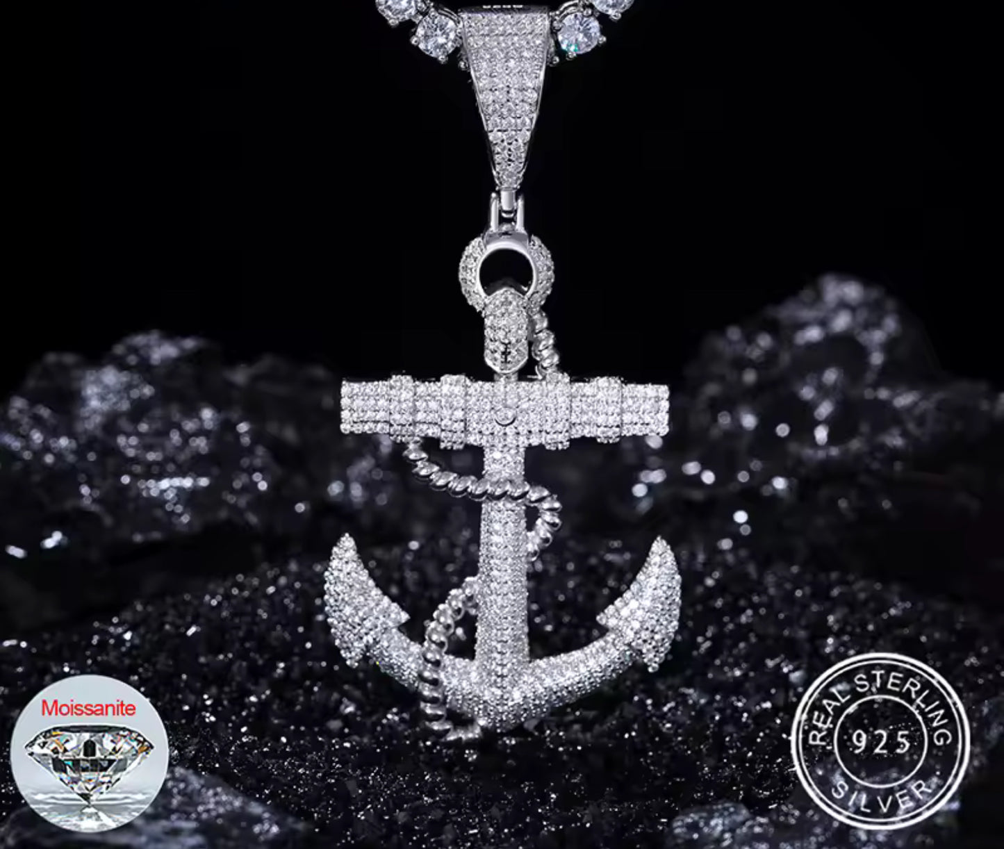 Steadfast Light — Moissanite Anchor Pendant