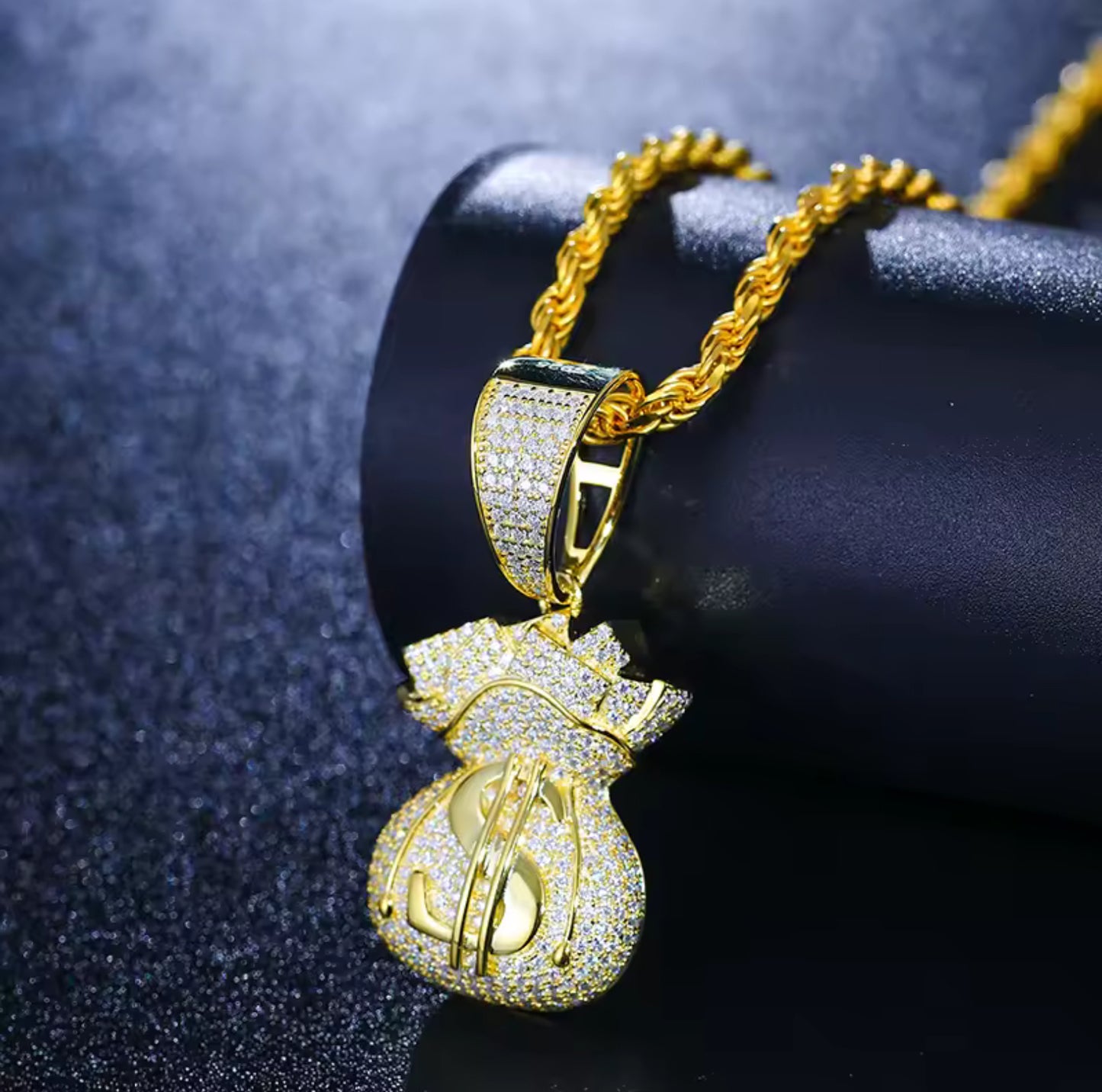 Overflowing Fortune — Moissanite Money Bag Pendant