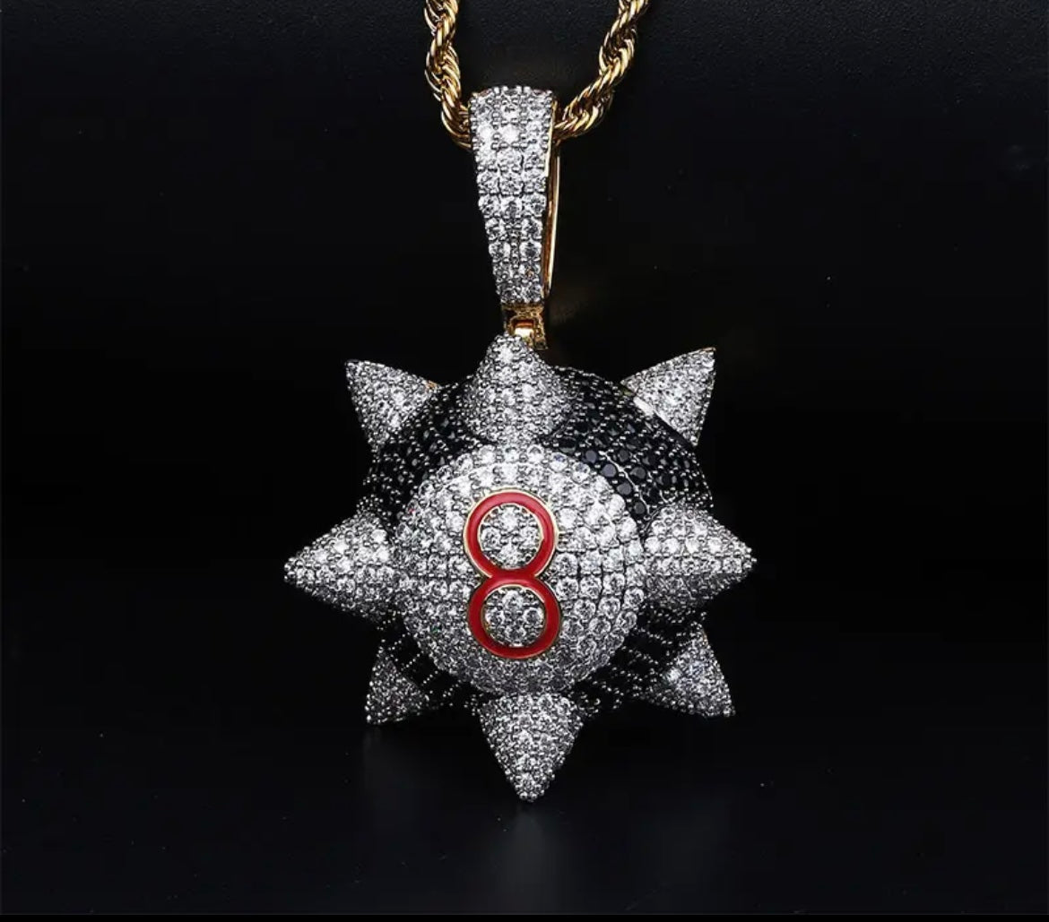 Edge of Fortune — The Spiked 8 Ball Pendant