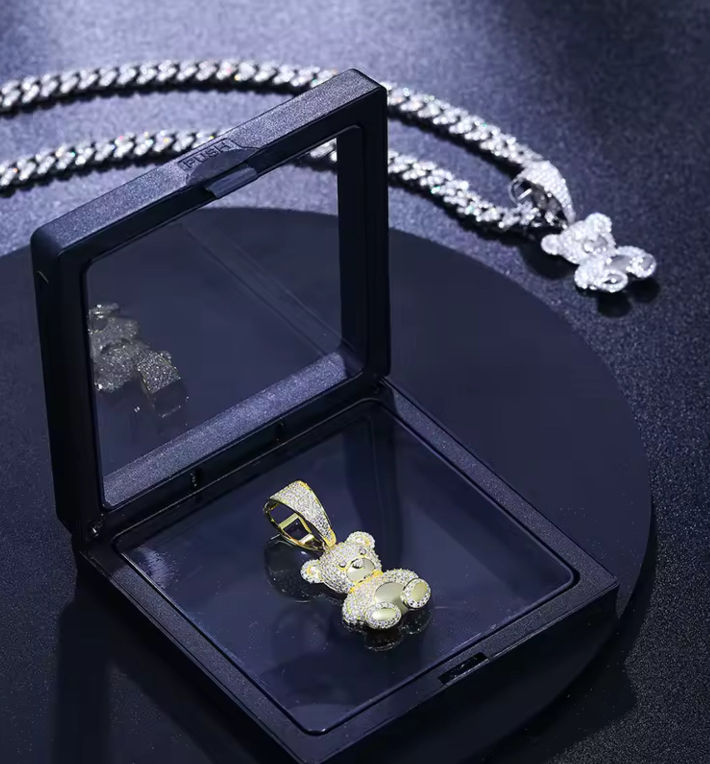 Cherished Comfort — Moissanite Teddy Bear Pendant