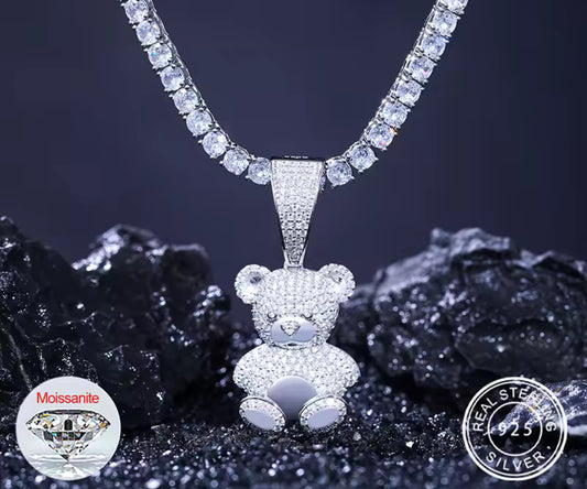 Cherished Comfort — Moissanite Teddy Bear Pendant