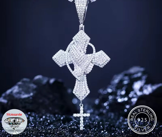 Faith’s Embrace — Moissanite Prayer Hands Cross Pendant