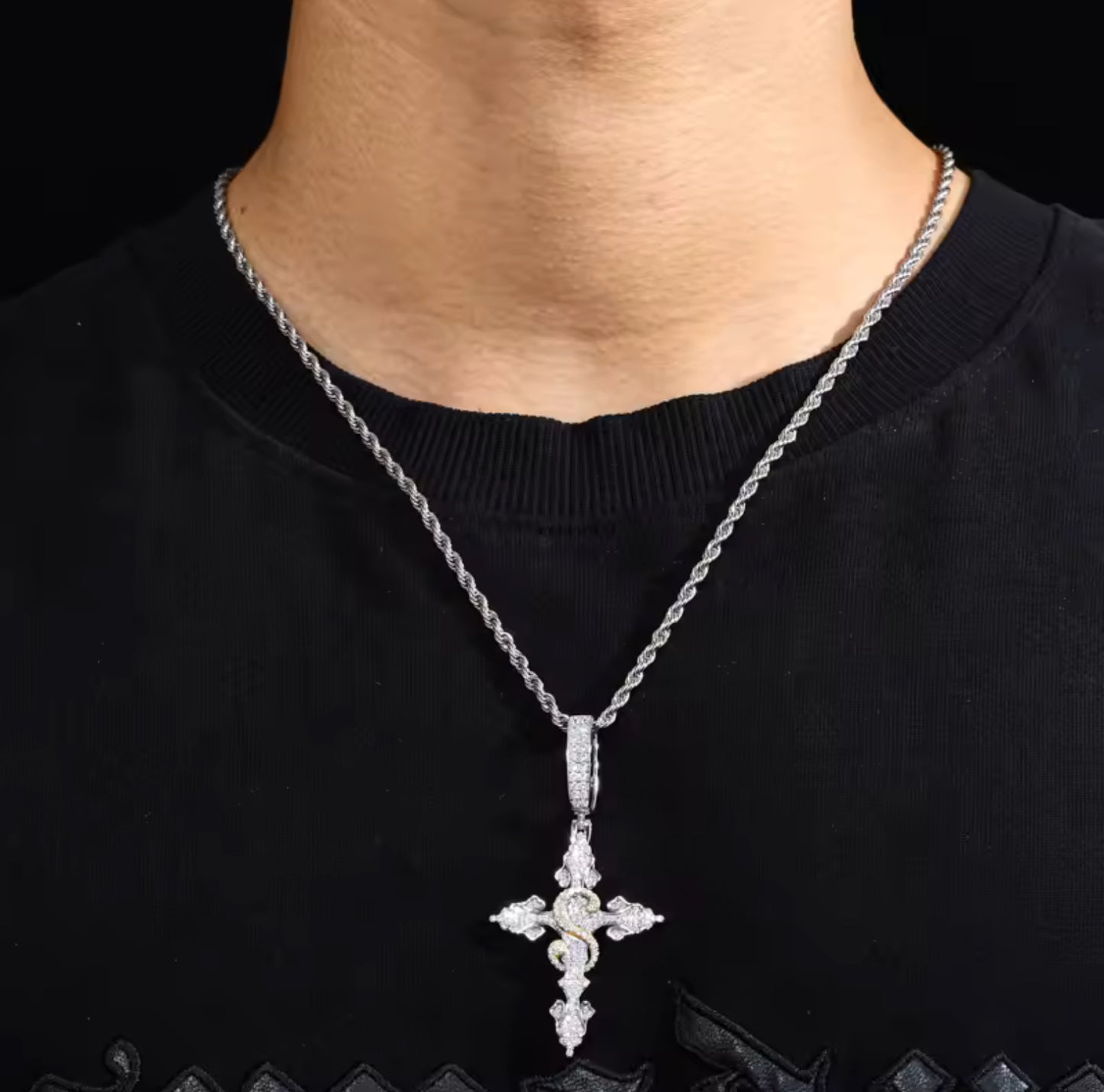 Soulbound Grace — Moissanite S Cross Pendant