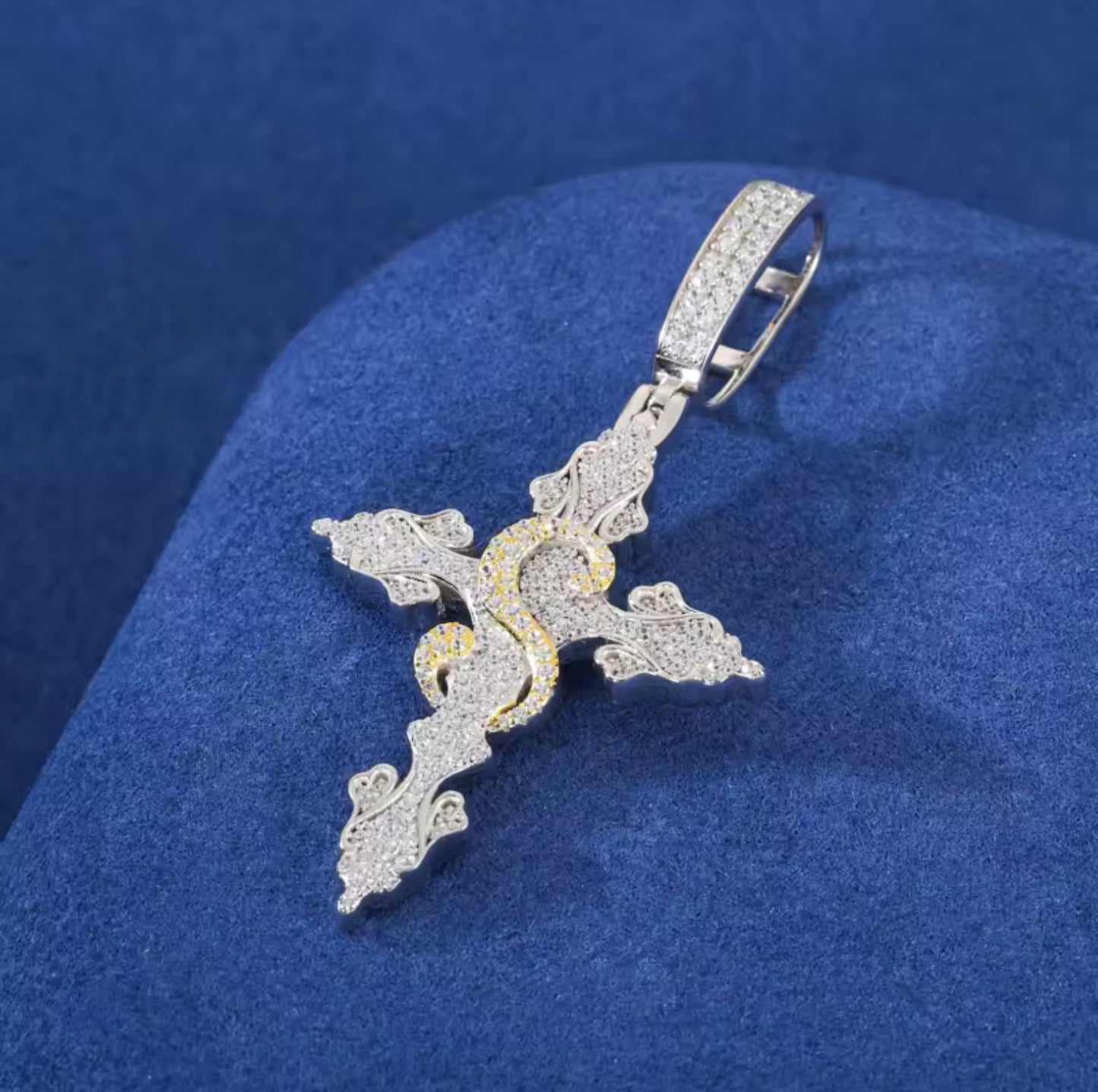 Soulbound Grace — Moissanite S Cross Pendant