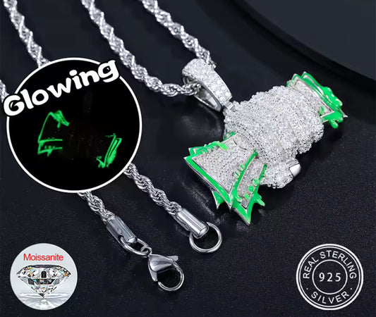 Power Grip — Moissanite Glow-in-the-Dark Fist of Cash Pendant