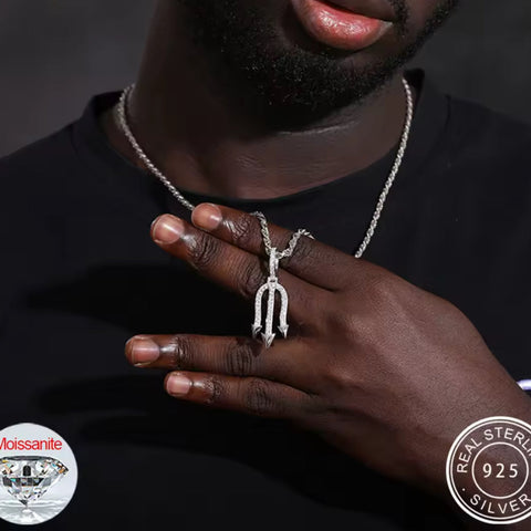 Poseidon’s Radiance — Moissanite Trident Pendant