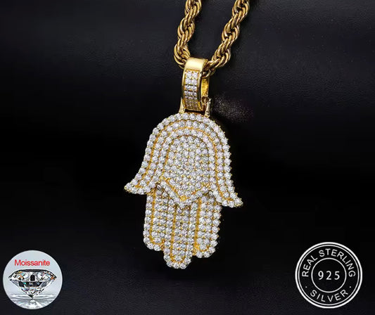 Guardian’s Light — Moissanite Hamsa Hands Pendant