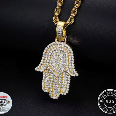 Guardian’s Light — Moissanite Hamsa Hands Pendant