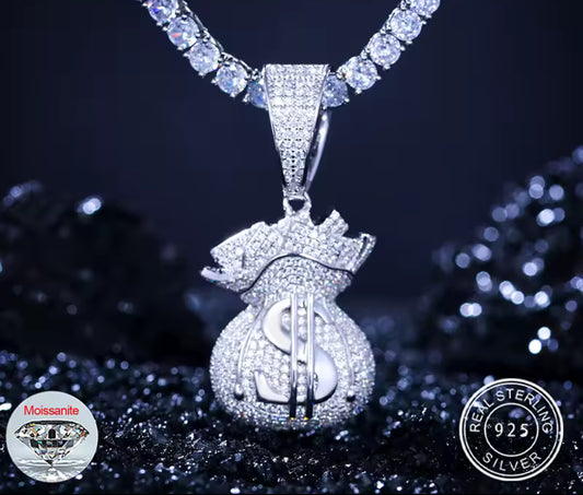 Overflowing Fortune — Moissanite Money Bag Pendant