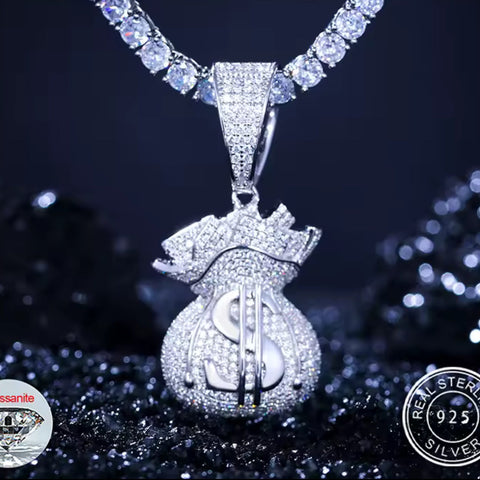 Overflowing Fortune — Moissanite Money Bag Pendant