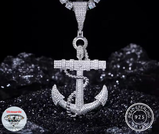 Steadfast Light — Moissanite Anchor Pendant