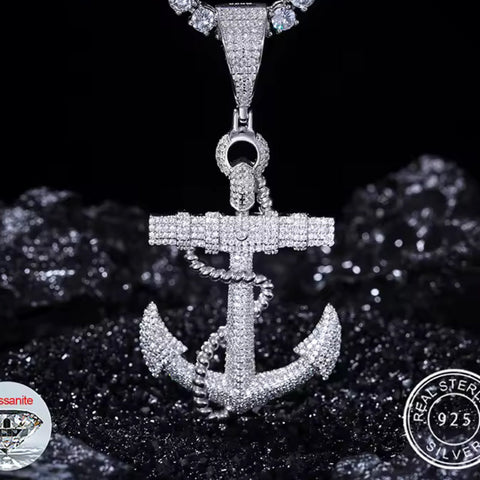 Steadfast Light — Moissanite Anchor Pendant