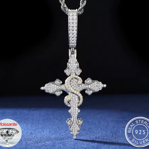 Soulbound Grace — Moissanite S Cross Pendant